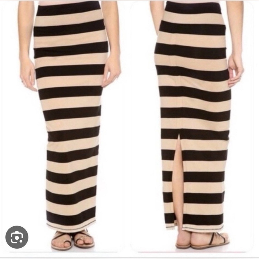 Free People Black and Tan Striped Maxi Skirt - Picture 1 of 4